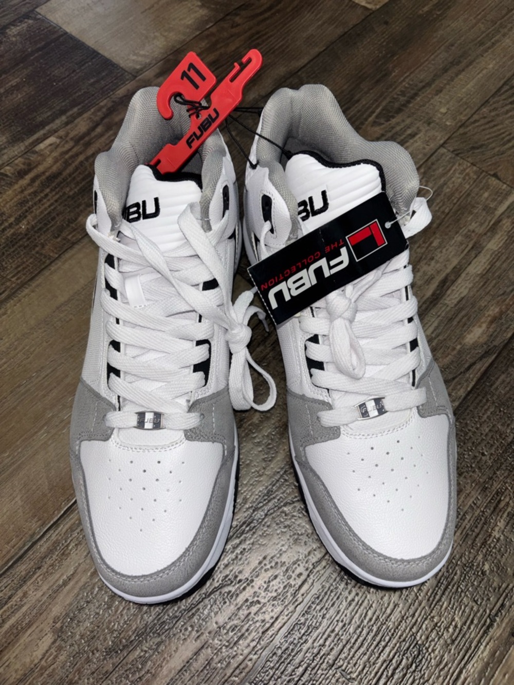 FUBU White & Gray Low-Top Athletic Sneakers
